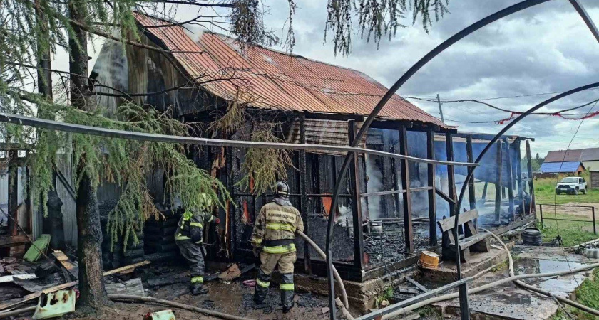 В Завьяловском районе произошел сильный пожар