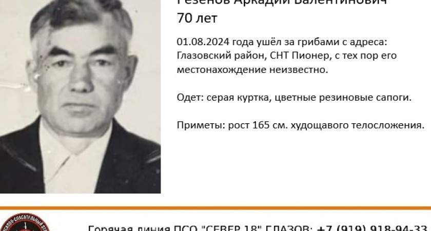 В Глазовском районе пропал грибник