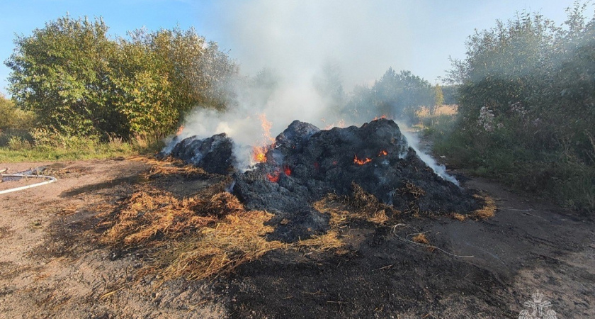 В Удмуртии загорелось сено, когда его перевозил трактор