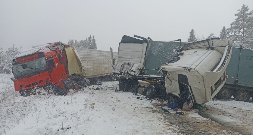В Игринском районе на трассе столкнулись две фуры