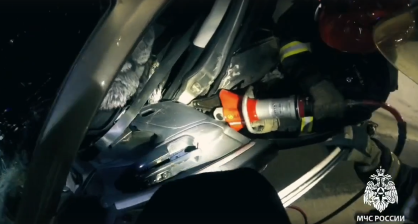 В Удмуртии спасатели помогли женщине покинуть автомобиль после столкновения