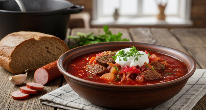 Как варят настоящий борщ, а не суп со свеклой: нашла рецепт в книге 1952 года. Есть 2 тонкости: от них зависит вкус и рубиновый цвет