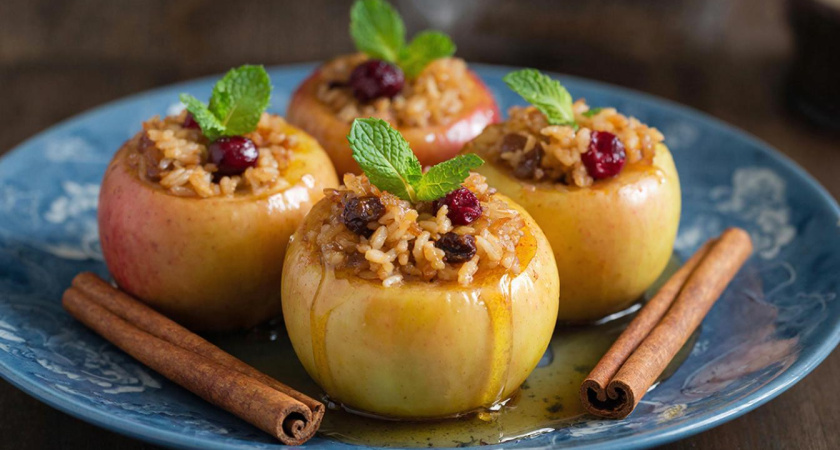 Впервые попробовала в Великий пост — не возможно оторваться: яблоки, запеченные с рисом и изюмом