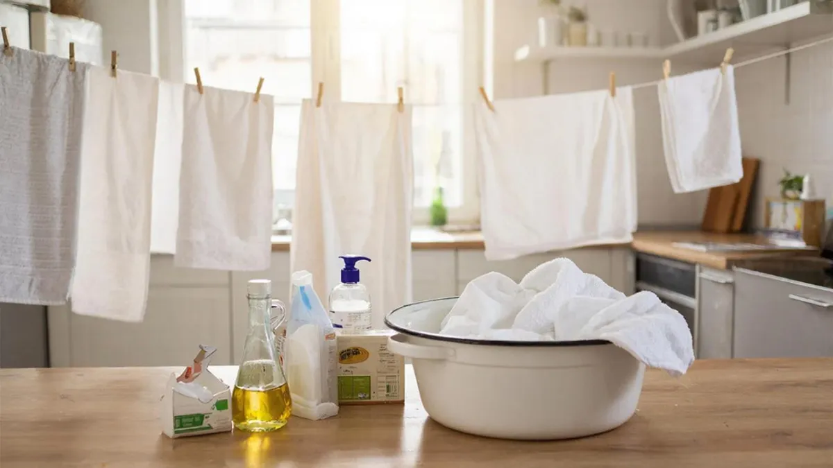 Теперь мои кухонные полотенца - белоснежные без кипячения и стирки, делюсь методом