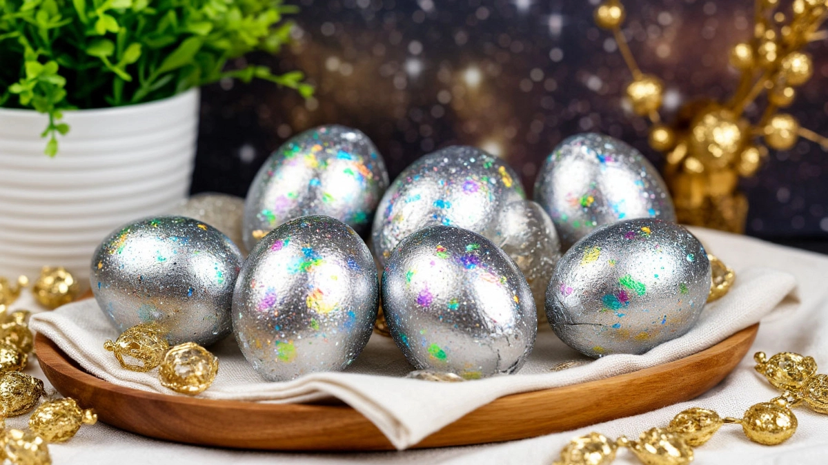 Космические яйца на Пасху делаю так: помогает обычная пищевая фольга - на выходе красота необыкновенная