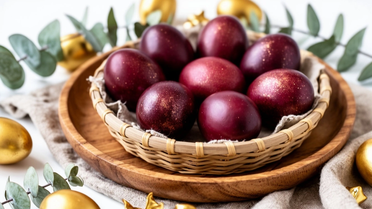 Сверкающее бордо: как покрасить яйца на Пасху 2026 года в самый модный цвет