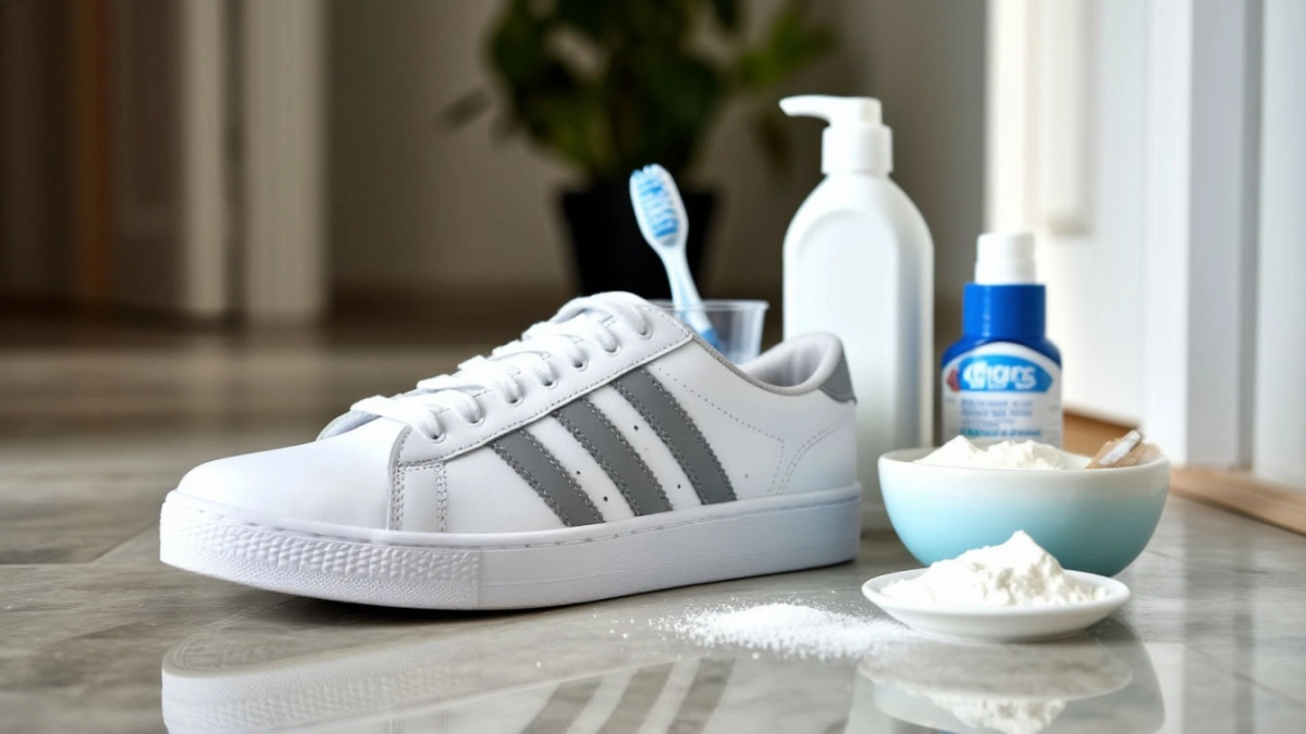 1 ложка и 3 капли на подошву — ни пятен, ни желтизны: белые кроссовки сияют, будто только из магазина