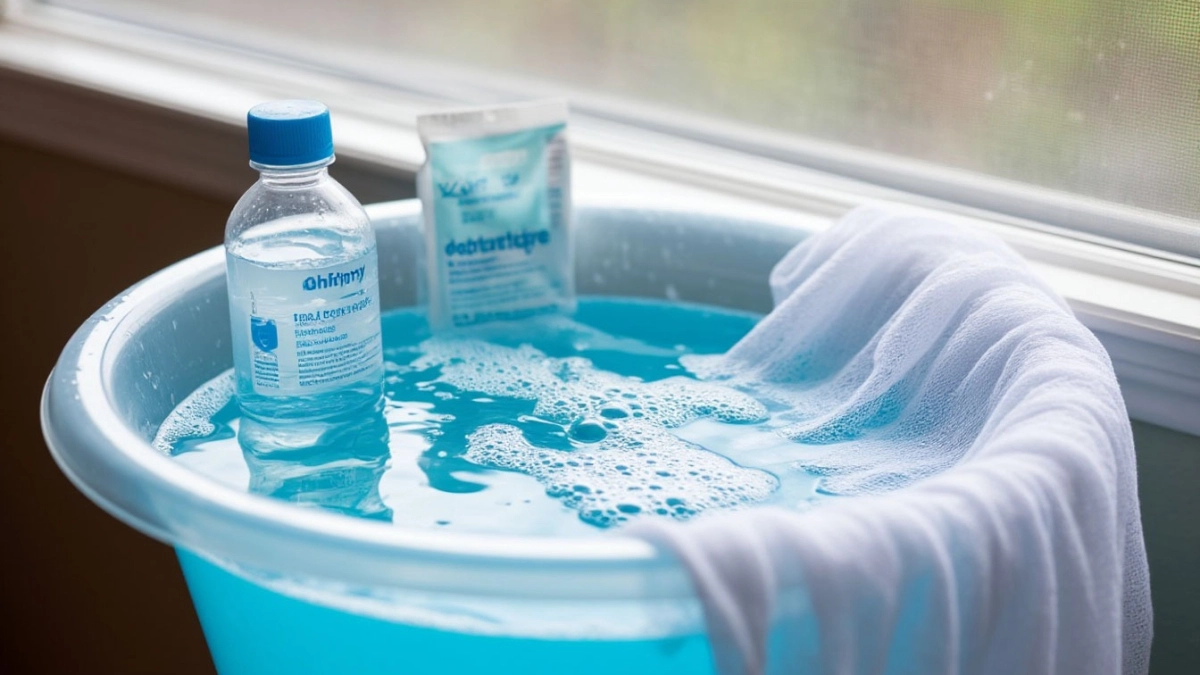 1 пузырёк в таз и замачиваем 40 мин: желто-серый тюль станет снова белее снега