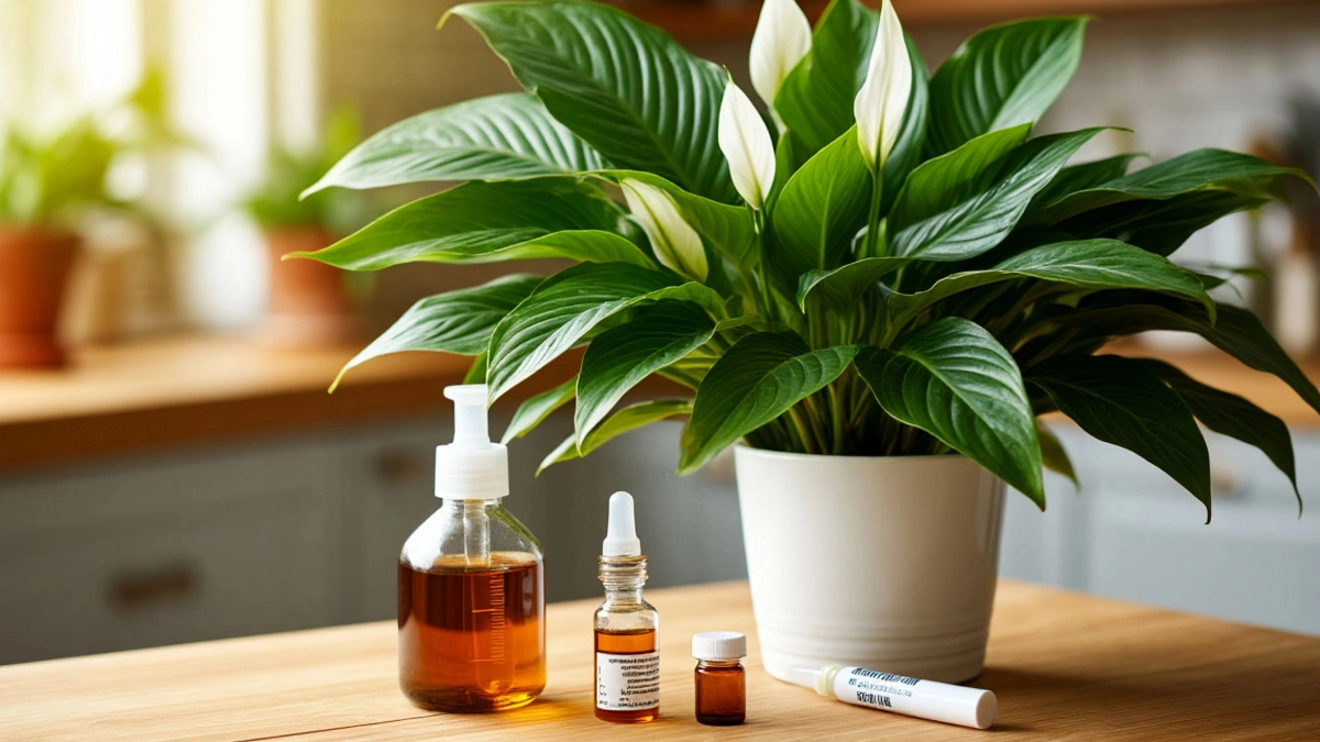 В апреле спатифиллум умоляет об этом: 2 мл в воду — и белые паруса попрут наперегонки, а листья больше не желтеют