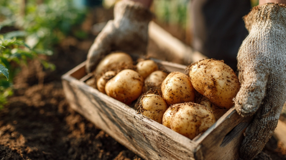 За неделю до посадки картошки — обязательно: опрыскиваем клубни 3 раза — собираем по 5 ведер с куста