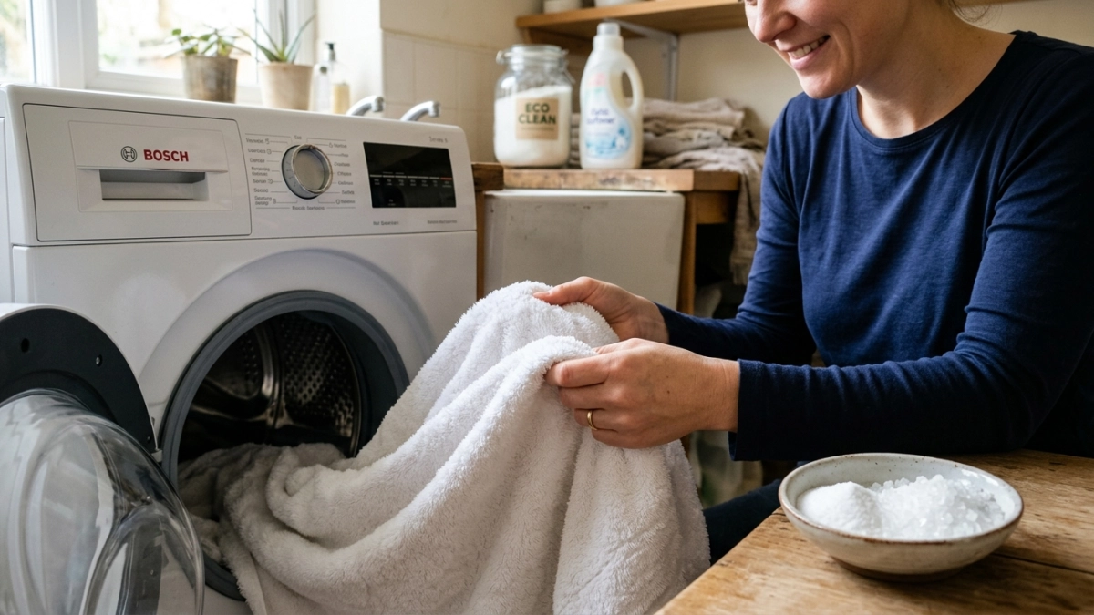 Добавляю 2 ложки в стиралку - и "каменные" полотенца снова шелковые: фишка в 1 ингредиенте за копейки
