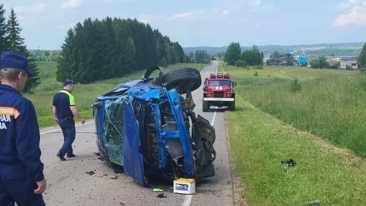 Пьяный водитель перевернулся на иномарке на трассе в Удмуртии