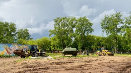 В Глазове приступили к благоустройству парка "Патриот"